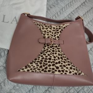 FURLA leather/animal hide print purse
